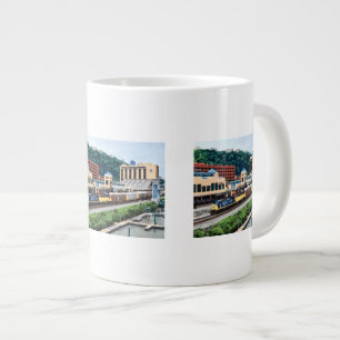 Pittsburgh PA - Train Going By Station Square Large Coffee Mug