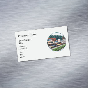Pittsburgh PA - Train Going By Station Square Magnetic Business Card