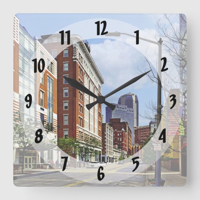 Pittsburgh PA - View Down Ninth Street Square Wall Clock (Front)