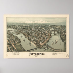 Pittsburgh Pennsylvania 1902 Antique Panoramic Map Poster