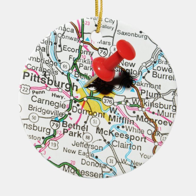 Pittsburgh, Pennsylvania Ceramic Tree Decoration (Front)