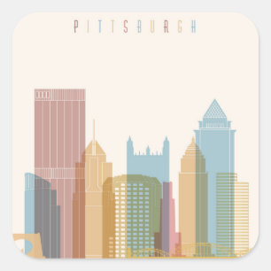 Pittsburgh, Pennsylvania City Skyline Square Sticker