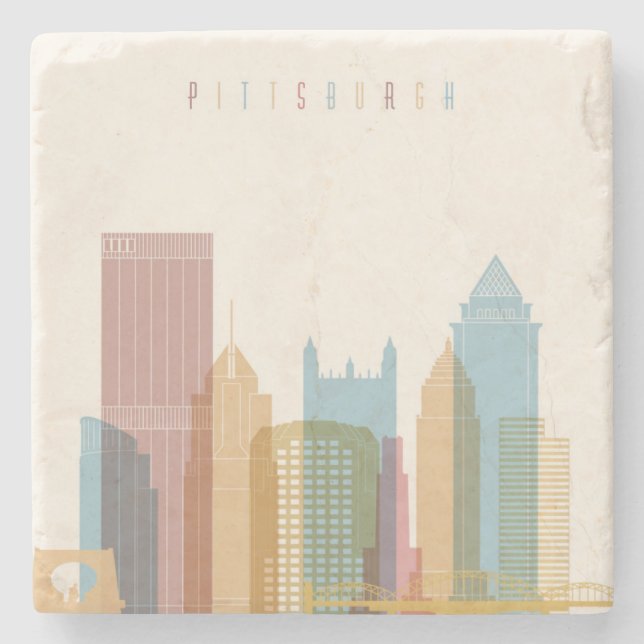 Pittsburgh, Pennsylvania | City Skyline Stone Coaster (Front)