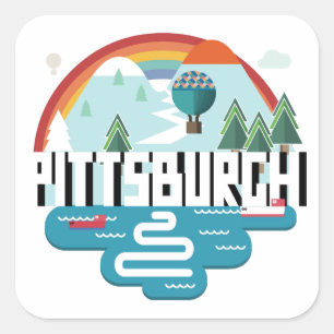 Pittsburgh, Pennsylvania Cityscape Design Square Sticker