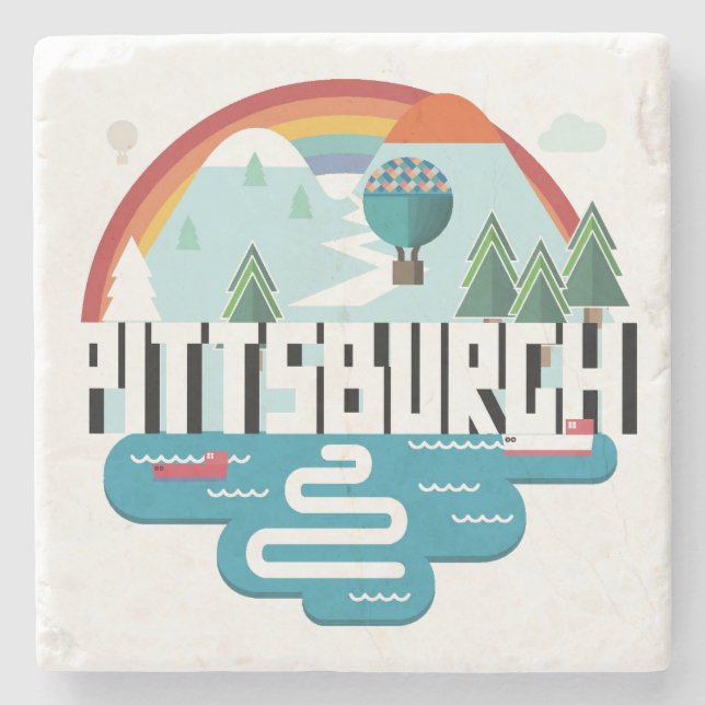 Pittsburgh, Pennsylvania | Cityscape Design Stone Coaster (Front)