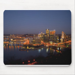 Pittsburgh, Pennsylvania Downtown Night Time River Mouse Mat