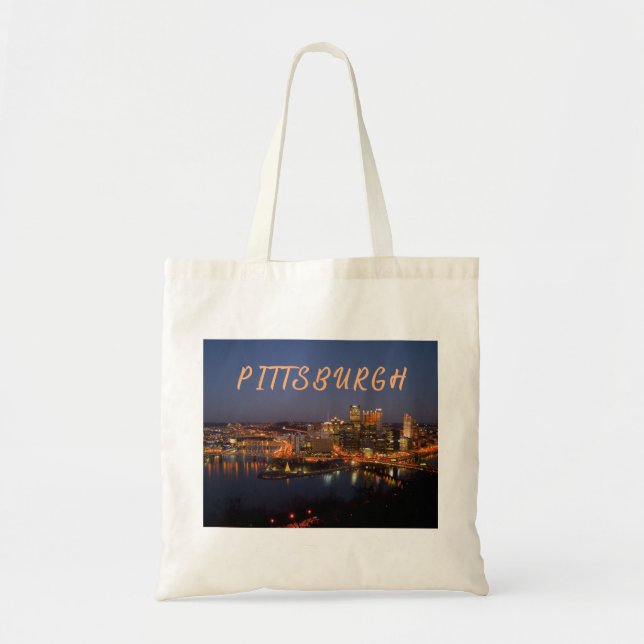 Pittsburgh, Pennsylvania Downtown Night Time River Tote Bag (Front)