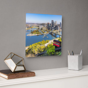 Pittsburgh Pennsylvania Duquesne Incline Square Wall Clock