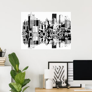 Pittsburgh, Pennsylvania in black and white Poster