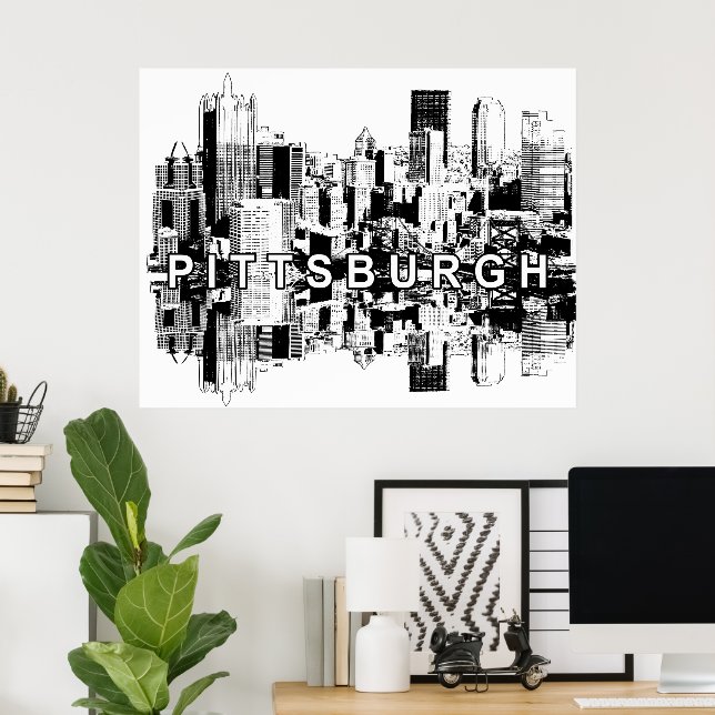 Pittsburgh, Pennsylvania in black and white Poster (Home Office)