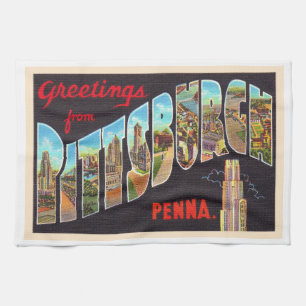 Pittsburgh Pennsylvania PA  Large Letter Postcard Tea Towel