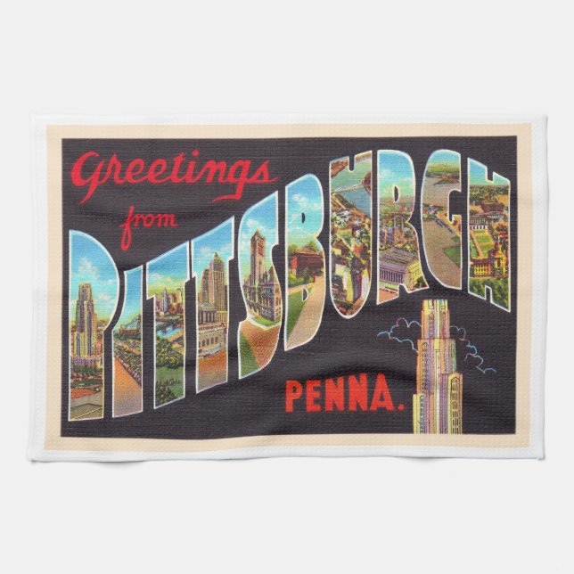 Pittsburgh Pennsylvania PA  Large Letter Postcard Tea Towel (Horizontal)