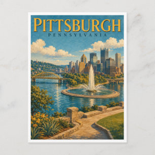 Pittsburgh Pennsylvania Point Fountain GeoSaga Postcard