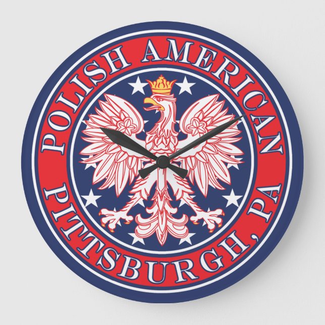 Pittsburgh Pennsylvania Polish Eagle Large Clock (Front)