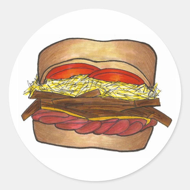Pittsburgh Pennsylvania Sandwich Coleslaw Fries PA Classic Round Sticker (Front)