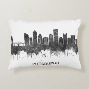 Pittsburgh Pennsylvania Skyline BW Decorative Cushion