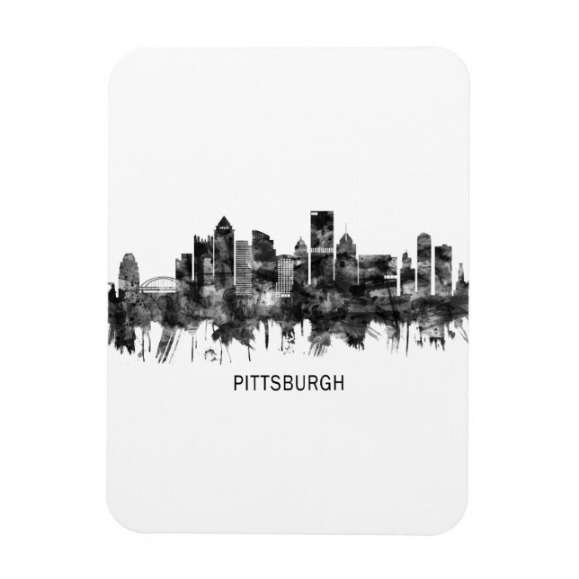 Pittsburgh Pennsylvania Skyline BW Magnet (Vertical)
