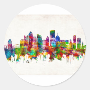 Pittsburgh Pennsylvania Skyline Classic Round Sticker