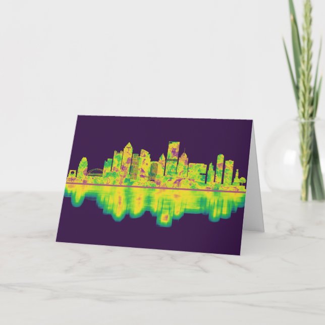 Pittsburgh Pennsylvania Skyline Holiday Card (Front)