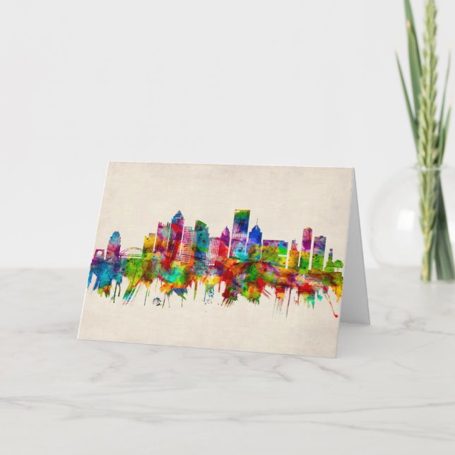 Pittsburgh Pennsylvania Skyline Holiday Card (Front)