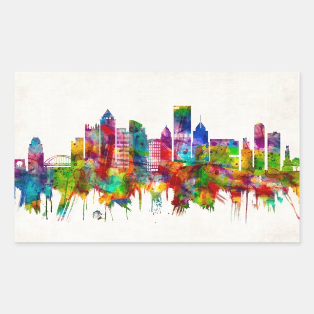 Pittsburgh Pennsylvania Skyline Rectangular Sticker (Front)