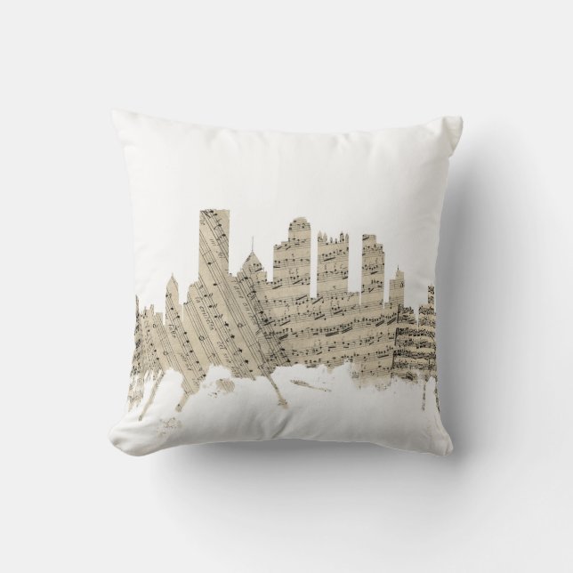 Pittsburgh Pennsylvania Skyline Sheet Music Citysc Cushion (Front)