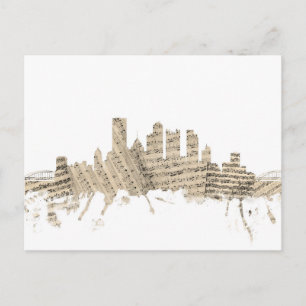 Pittsburgh Pennsylvania Skyline Sheet Music Citysc Postcard