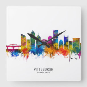 Pittsburgh Pennsylvania Skyline Square Wall Clock