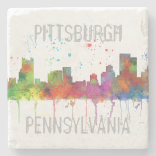 PITTSBURGH PENNSYLVANIA SKYLINE STONE COASTER