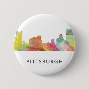 PITTSBURGH PENNSYLVANIA SKYLINE WB1- 6 CM ROUND BADGE