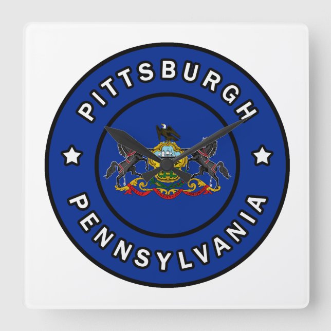 Pittsburgh Pennsylvania Square Wall Clock (Front)