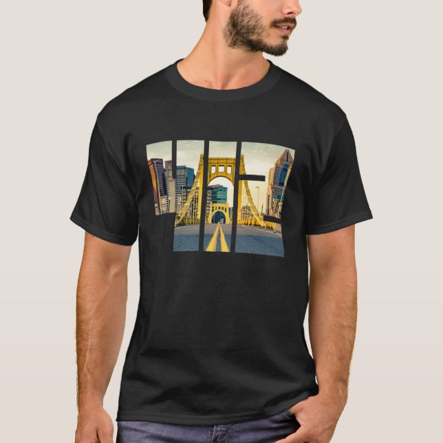 Pittsburgh Pennsylvania Steel City Skyline 412 Can T-Shirt (Front)