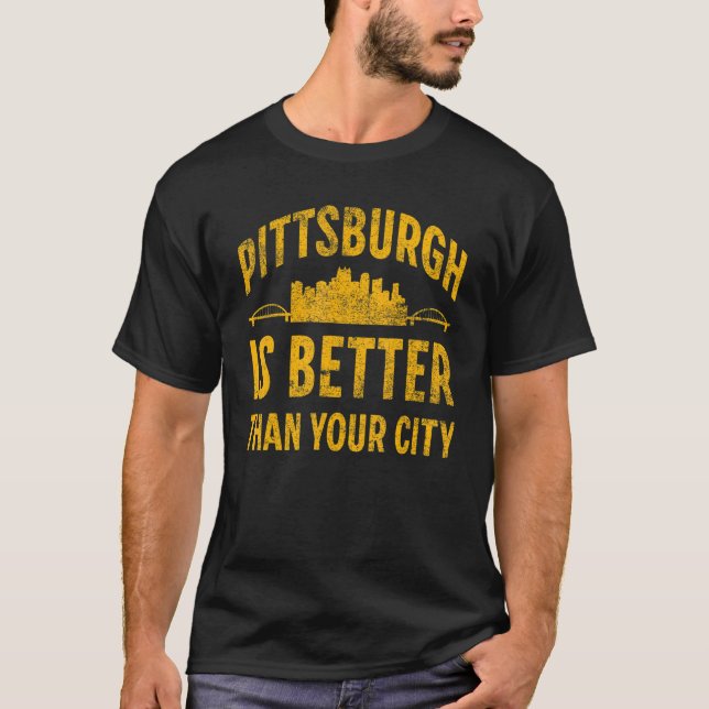  Pittsburgh Pennsylvania Steel City Skyline 412 H T-Shirt (Front)