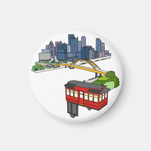 Pittsburgh Pennsylvania Steel City Skyline Art Can Magnet (Front)