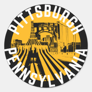 Pittsburgh Pennsylvania Steel City Skyline Bridge  Classic Round Sticker