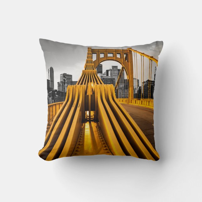 Pittsburgh Pennsylvania Steel City Skyline Bridge  Cushion (Front)