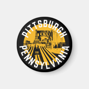 Pittsburgh Pennsylvania Steel City Skyline Bridge  Magnet