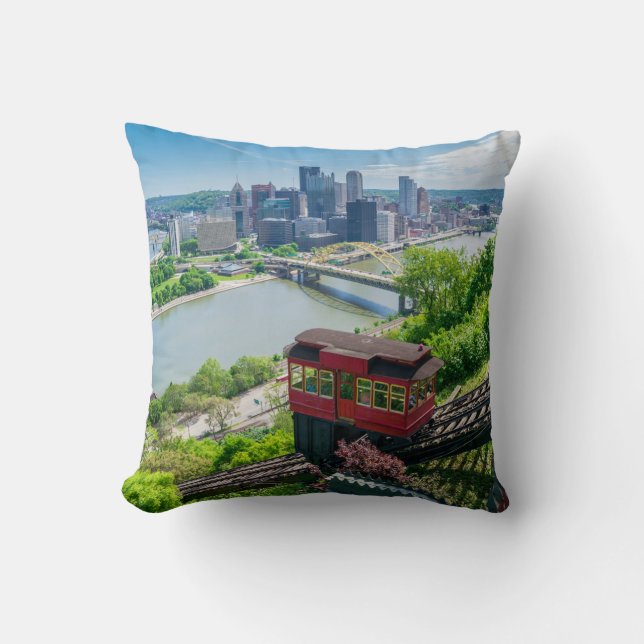 Pittsburgh Pennsylvania Steel City Skyline Incline Cushion (Front)