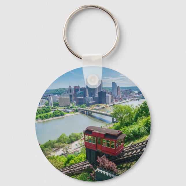 Pittsburgh Pennsylvania Steel City Skyline Incline Key Ring (Front)