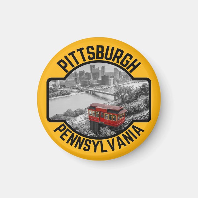 Pittsburgh Pennsylvania Steel City Skyline Incline Magnet (Front)