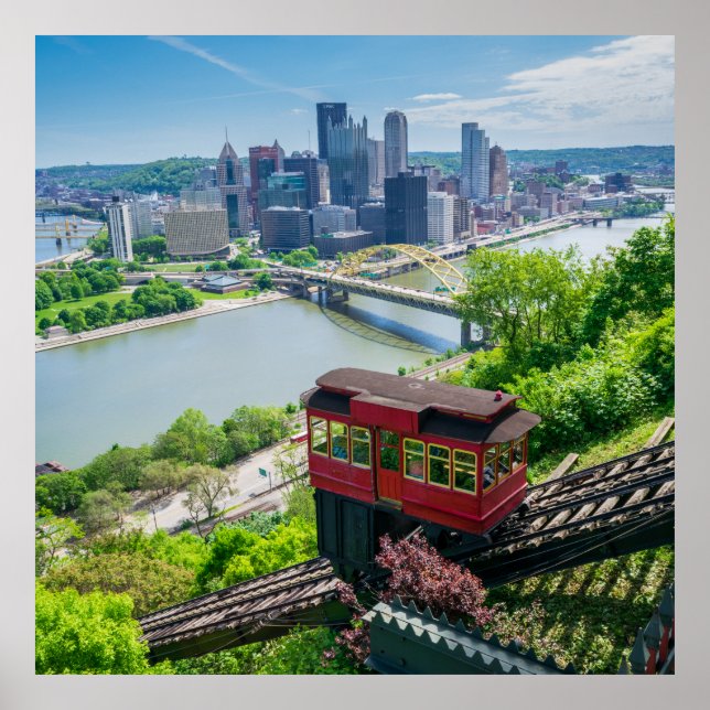 Pittsburgh Pennsylvania Steel City Skyline Incline Poster (Front)