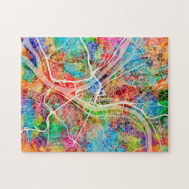 Pittsburgh Pennsylvania Street Map Jigsaw Puzzle (Horizontal)