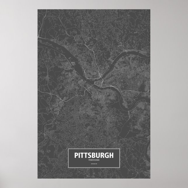 Pittsburgh, Pennsylvania (white on black) Poster (Front)