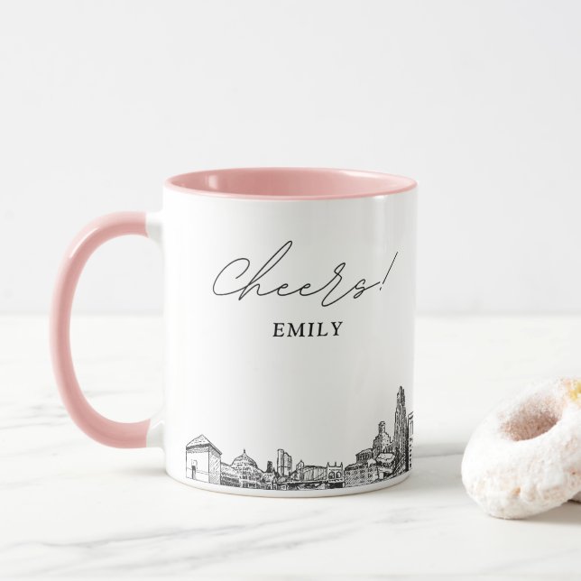 Pittsburgh Personalised Wedding Coffee Mug (With Donut)