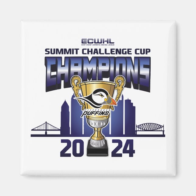 Pittsburgh Puffins Summit Challenge Cup Champions Magnet (Front)