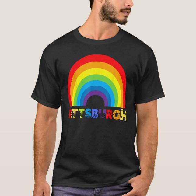 Pittsburgh Rainbow Gay LGBTQIA+ Pride Men Women Bo T-Shirt (Front)