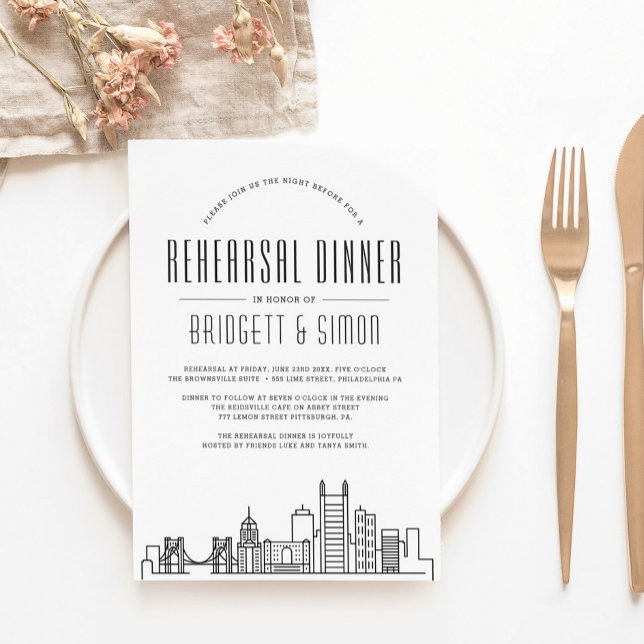 Pittsburgh Rehearsal Dinner | City Skyline  Invitation (Creator Uploaded)