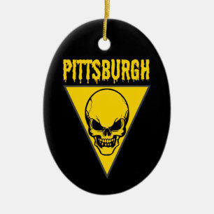 Pittsburgh Skull Ceramic Tree Decoration