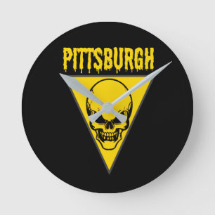 Pittsburgh Skull Round Clock