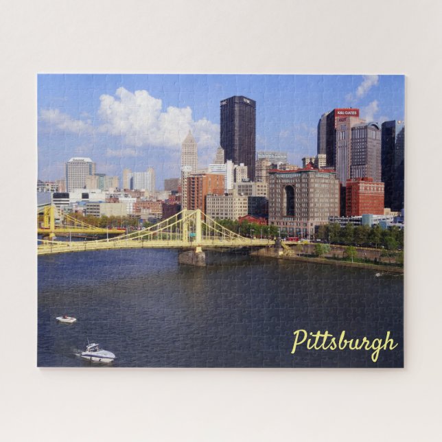 Pittsburgh Skyline Allegheny River Clemente Bridge Jigsaw Puzzle (Horizontal)